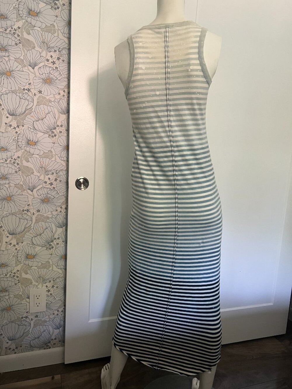 AG Adriano Goldschmied Ombré Striped Distressed Paint Splatter Maxi Dress - Picture 2 of 13